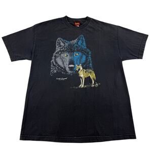 Vintage Wolf Wildlife Nature Animal Black Lost Creek Outfitters Shirt Size XL
